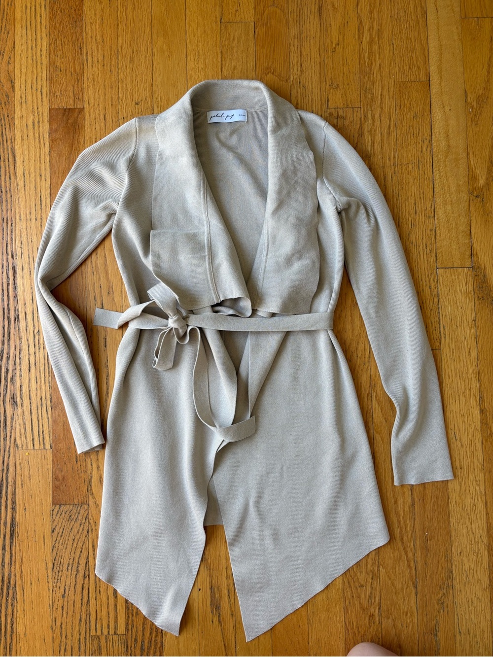 Petal & Pup Light Beige Tie-Waist Knit Cardigan